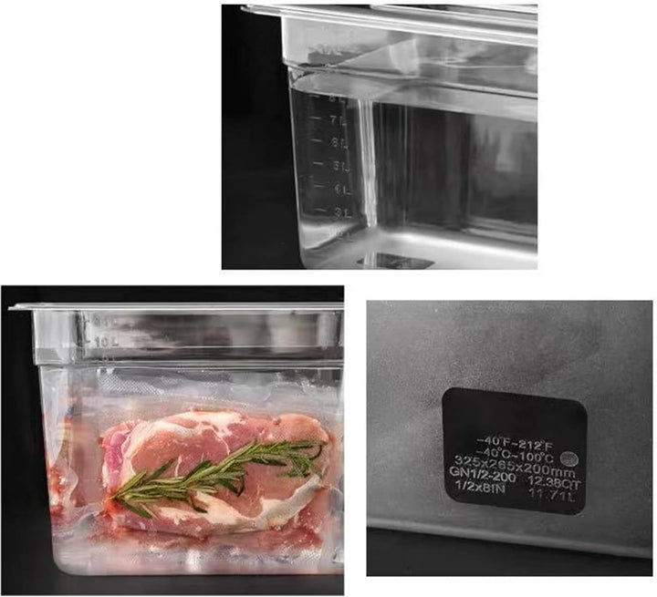 Sous-Vide-Behälter, Tauchkocher, Lebensmittelausrüstung, transparente Box mit luftdichtem Deckel, pr