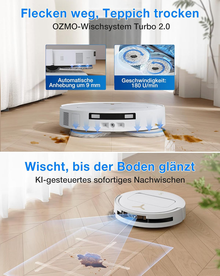 ECOVACS DEEBOT T50 PRO OMNI Gen3 Saugroboter mit Wischfunktion, 25.000 Pa, AIVI 3D 3.0, autom. Zugab