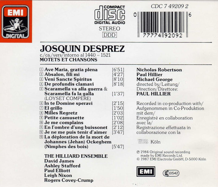 Motets & Chansons, Audio-CD