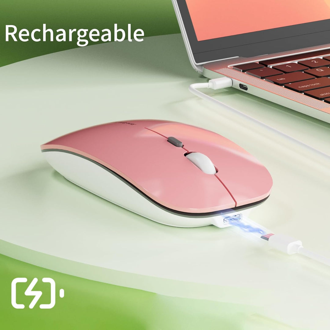 Uiosmuph Q5 Kabellos Maus, Wiederaufladbar Funkmaus 2.4G Leise Funkmaus Ultra Dünn Wireless Computer
