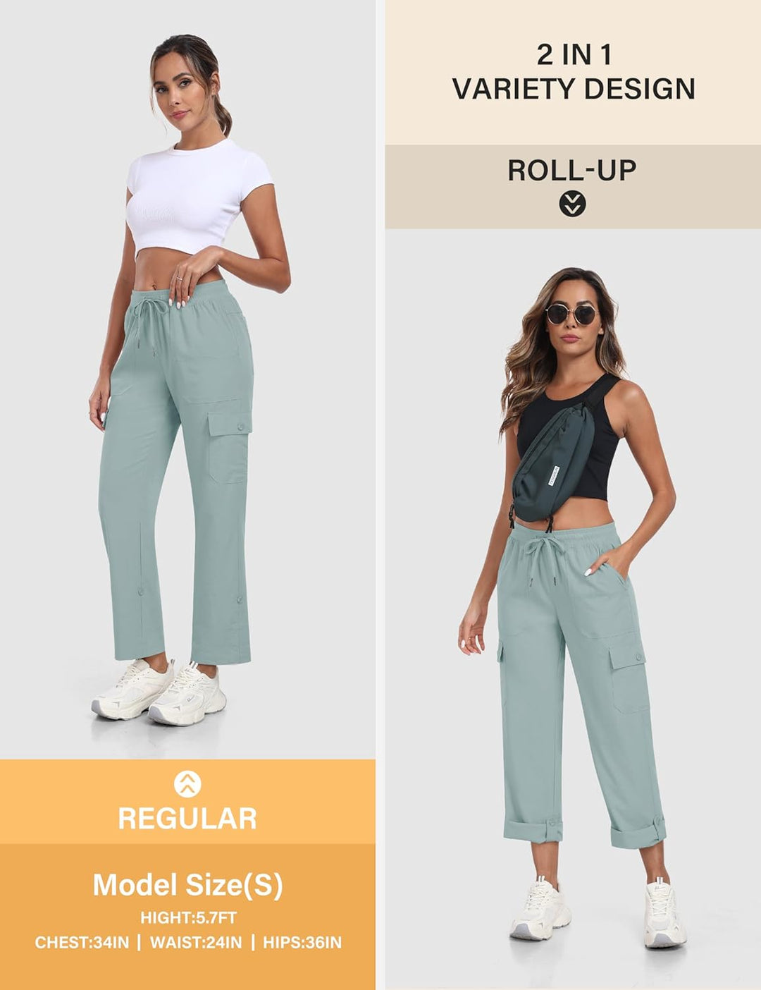 JINSHI Hosen Damen Cargohose Wanderhose Leichte Jogginghose Freizeithose Funktionshose Outdoorhose m