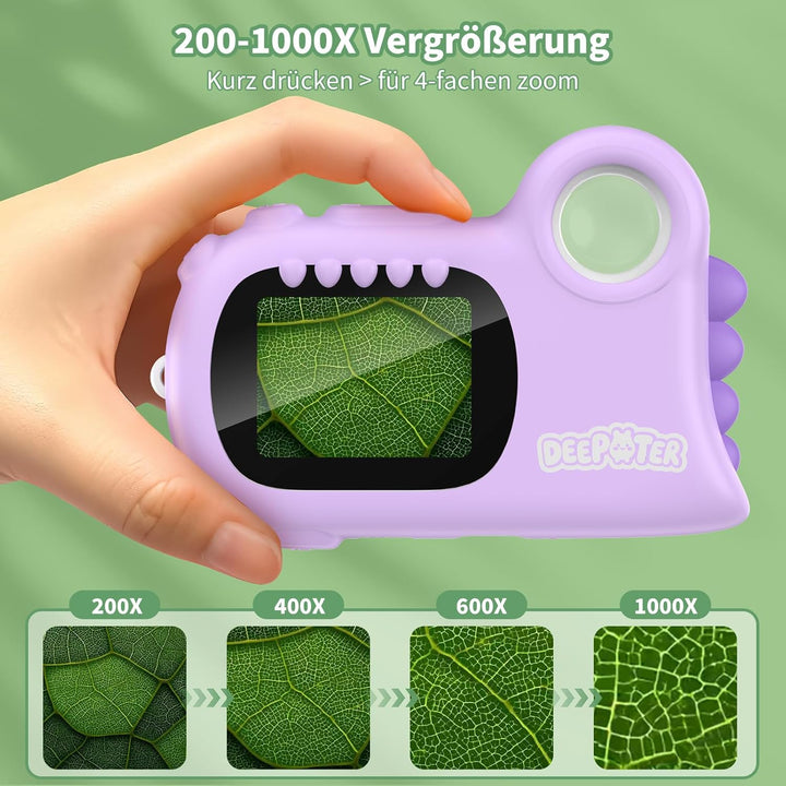 2 in 1 Mikroskop für Kinder, Deepoter 1000X Mikroskop Digital mit 2.0" IPS, Handy USB Mikroskop mit