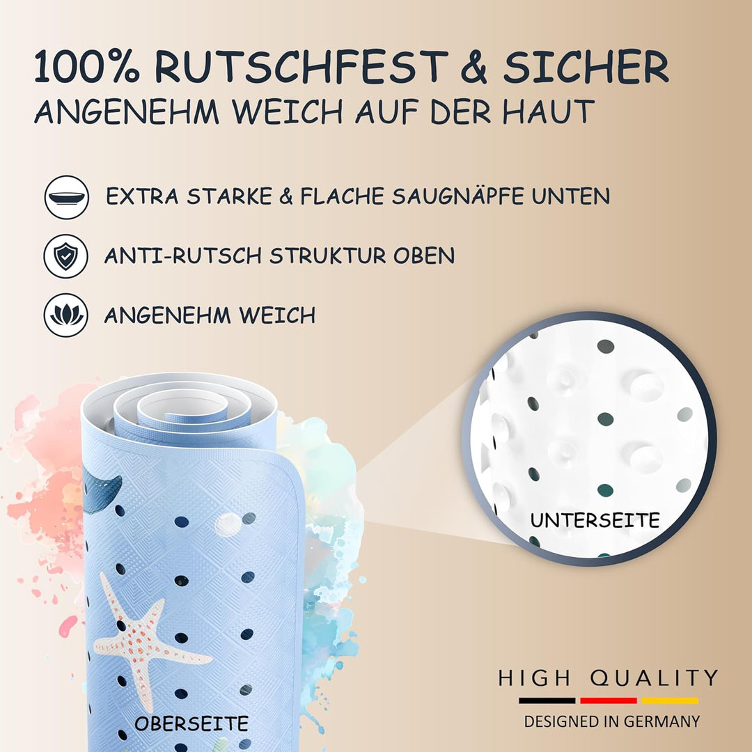 Badewannenmatte Kinder rutschfest [100x40cm] - Antirutschmatte Badewanne BPA frei - Badematte Kinder