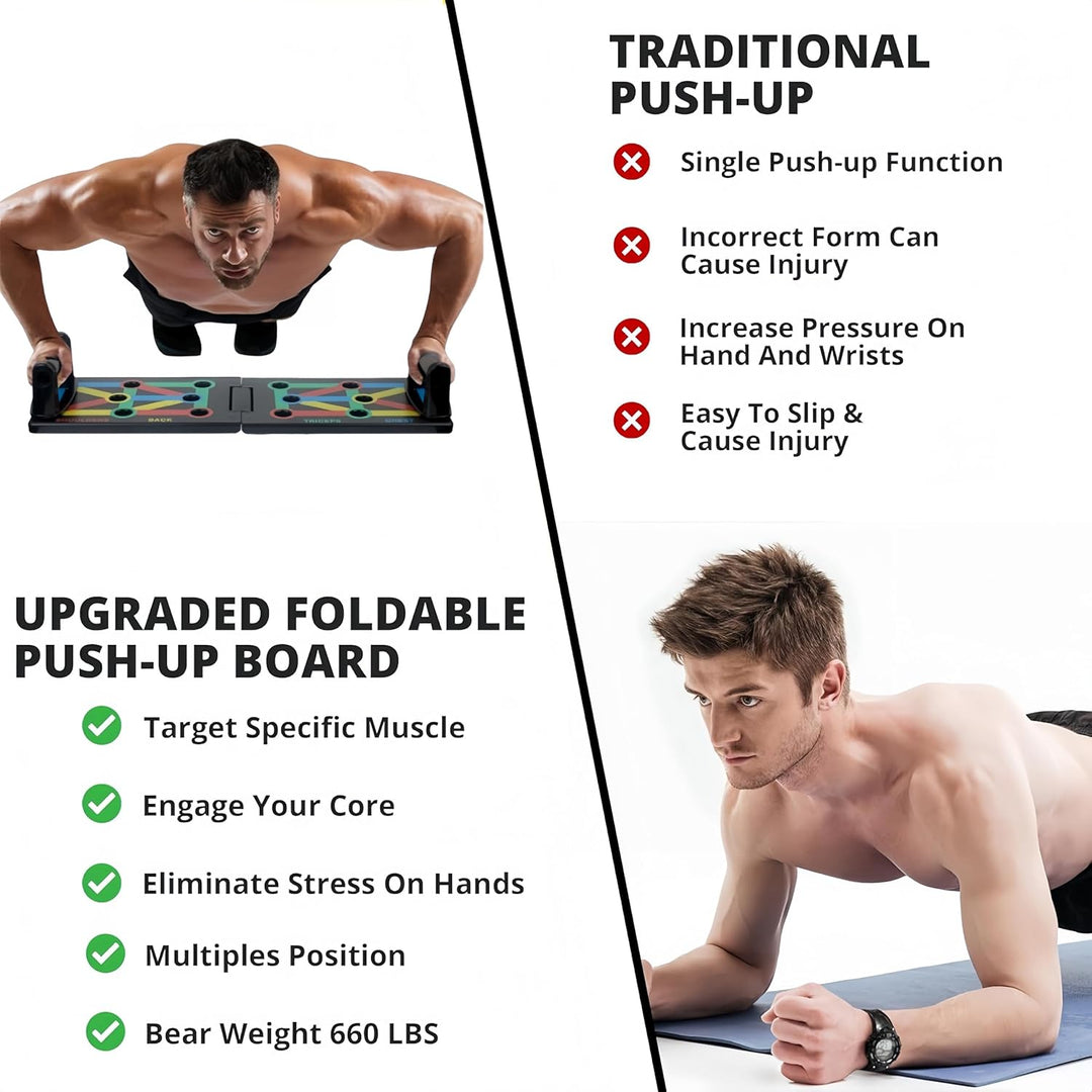12 in 1 Liegestützbrett Set mit Griffen, Faltbare Push-Up Liegestütz Brett mit Handgriff für Muskelt