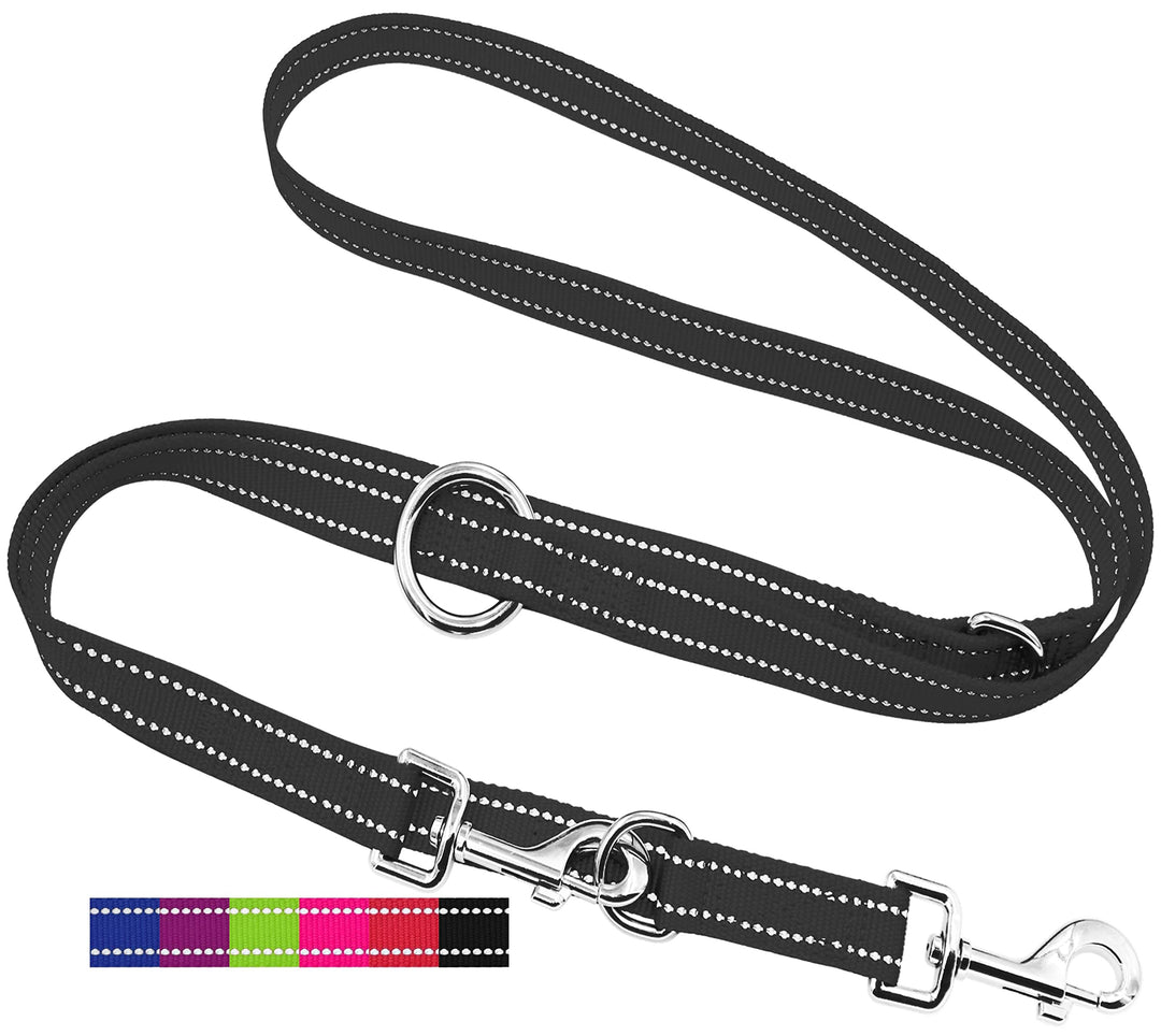 DEY - Premium Hundeleine Nylon 2m | Reflektierend | 3fach Verstellbar | für Kleine, Mittelgrosse u.
