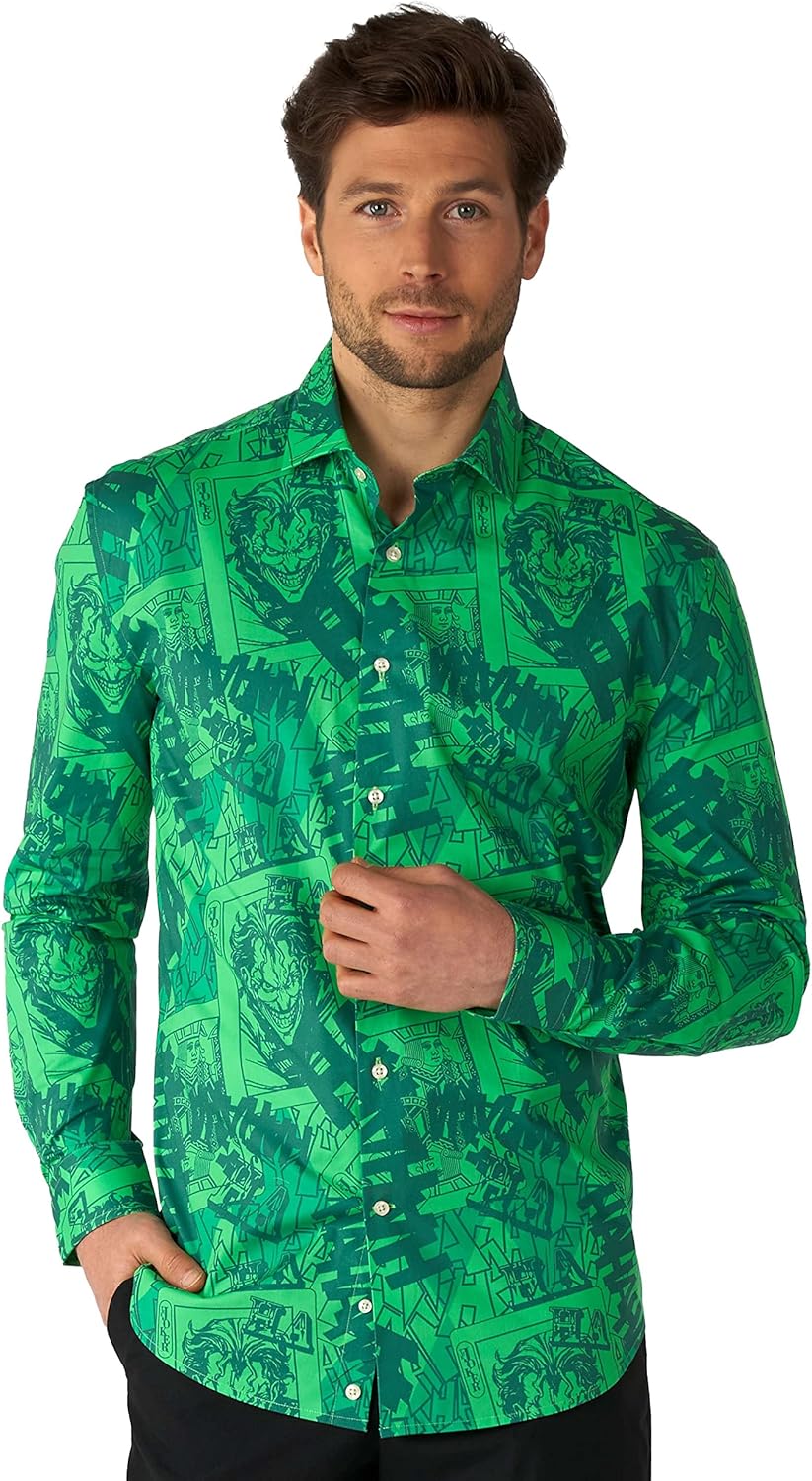 OppoSuits Herrenhemd - Offizielles DC Comics Warner Bros - The Joker â„¢ Button-Down-Hemd - Taillier