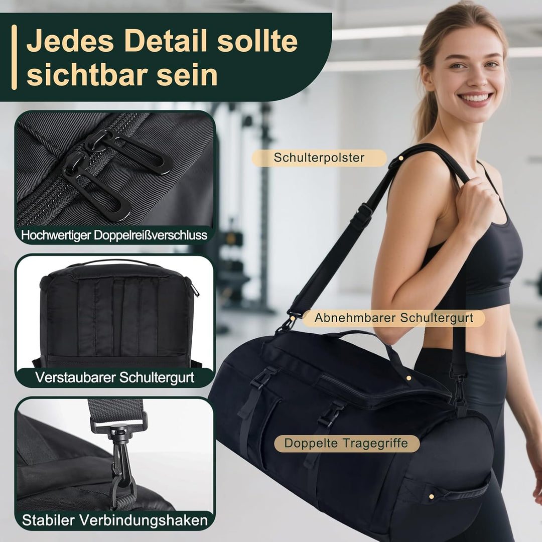 Sporttasche Herren, 30L Damen Sporttasche Rucksack, Klein Sportrucksack mit Schuhfach und Nassfach,