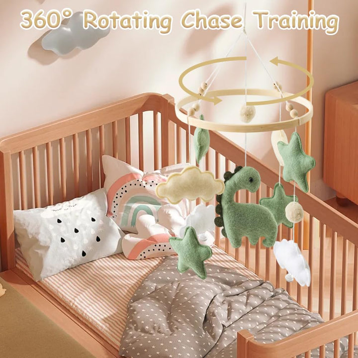 Mobile Baby Windspiele, Mobile für Babybett mit Dinosaurier, Sternen & Wolken aus Filz, Hängende Dek