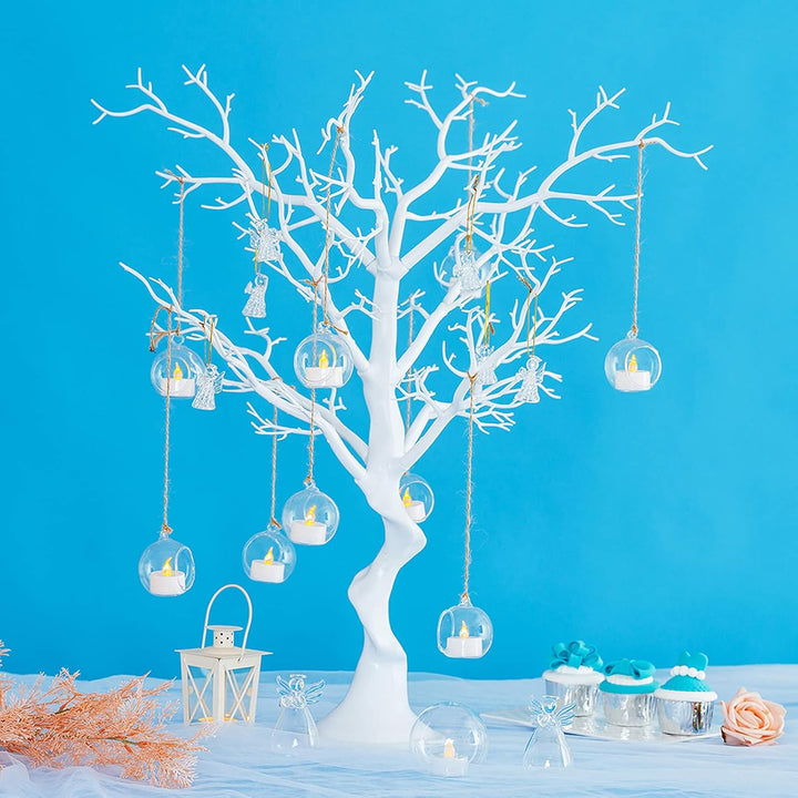 Nuptio 24 Stück Hängende Glas Teelichthalter Globus 6cm Durchmesser, Teelicht Kerzenhalter Hochzeit