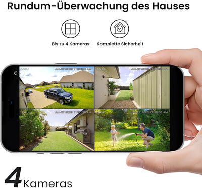 AOSU 2K 360 Grad Panorama Zusätzliche Kameras - Benötigt Homebase, Automatische Verfolgung, Farbe Na