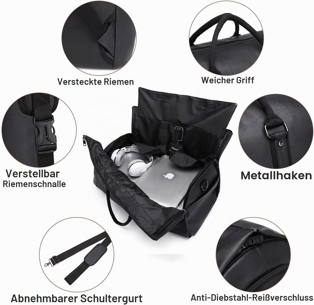 Tragbarer Kleidersack, Herrenkleidersack für Geschäftsreisen, grosse Lederreisetasche mit Schuhfach