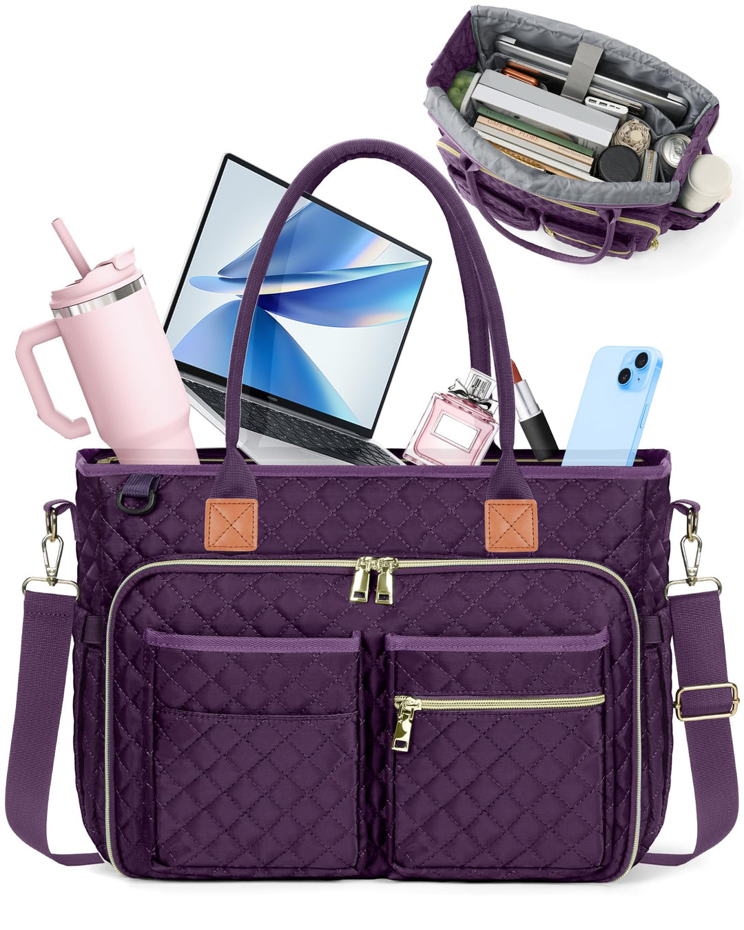 RAINSMORE Lehrertasche 15.6 Zoll Laptoptasche Damen Aktentasche mit Isolierter Tasche Arbeitstasche