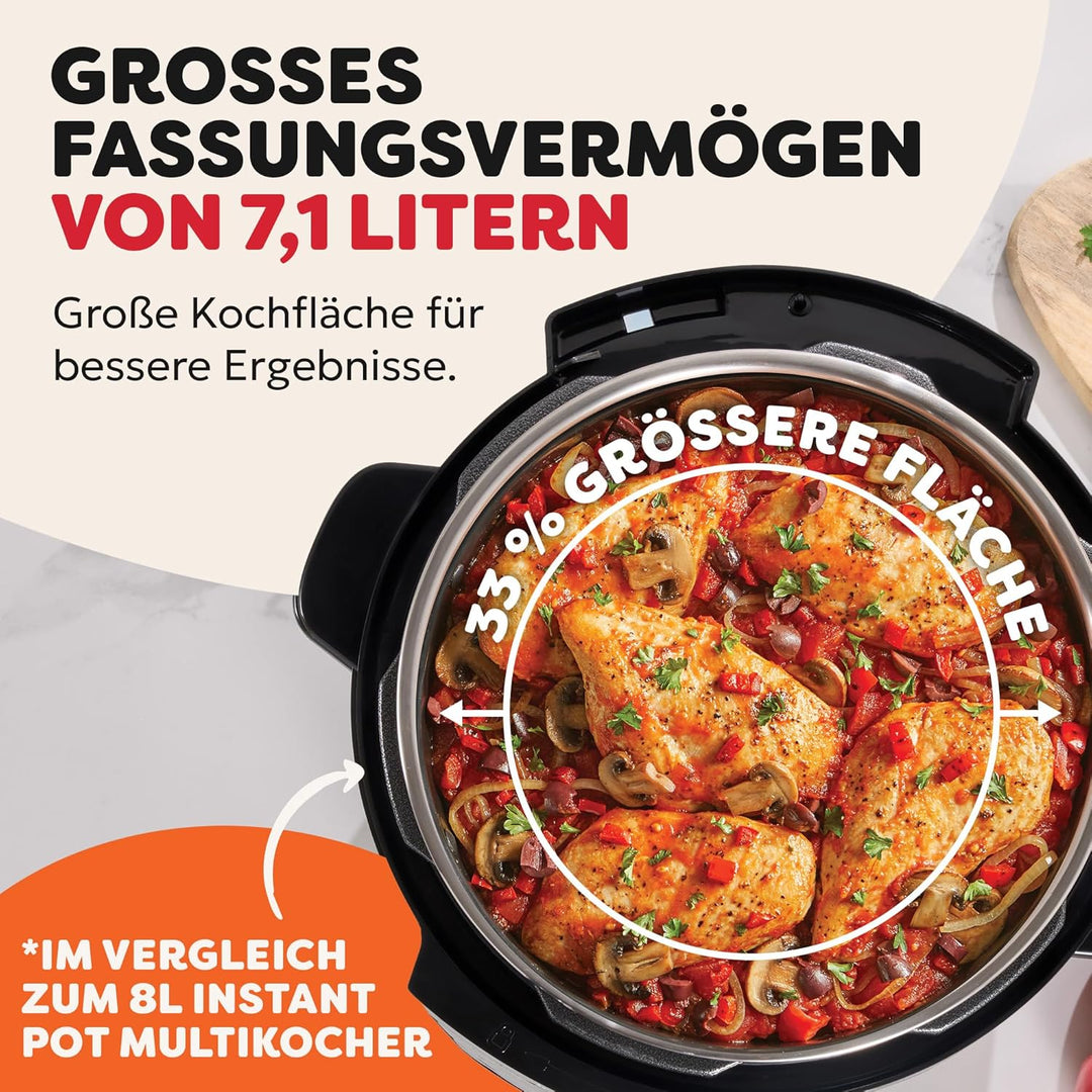 Instant Pot Multikocher XL 7.1L 7-in-1 Smart Cooker - Schnellkochtopf, Schongarer, Reiskocher, Sauti