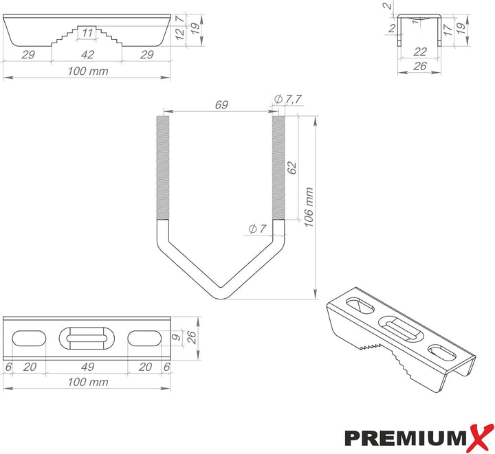 Premium X 30cm Wandhalter 70cm Mast Stahl Ø 38mm mit Zahnschellen Wetterstation Wand-Halterung extra