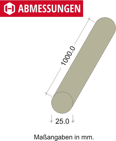 Gedotec Buchen-Rundstab glatt | Rundhölzer | Bastelstäbe 25 x 1000 mm | 5 Stück | Holzstäbe aus Buch