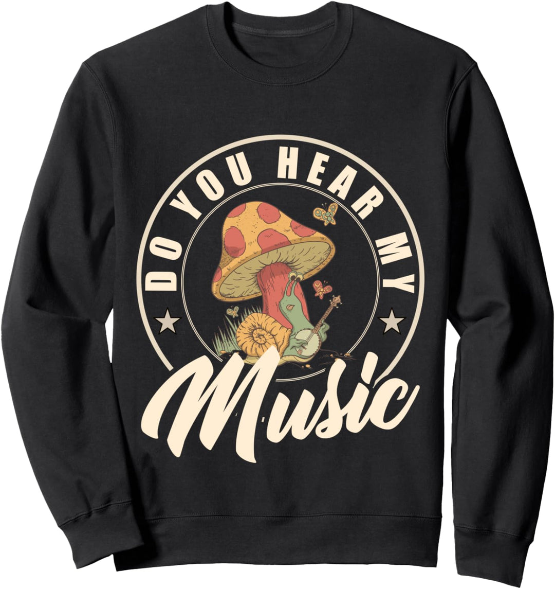 Schnecke mit Banjo in einem Wald mit Pilzen Sweatshirt