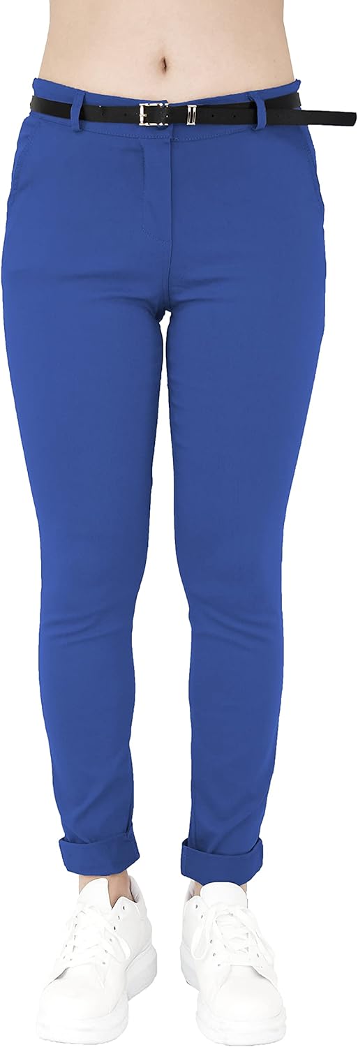 JOPHY & CO. Elastische Damen-Chino-Hose mit Gürtel (Artikelnummer: 3008) Regulär XL Denim, Regulär X