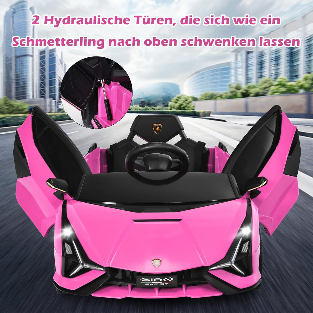 GOPLUS Kinder Elektroauto Lamborghini mit Fernbedienung, Kinderfahrzeug, Bluetooth USB & TF-Karte Sc