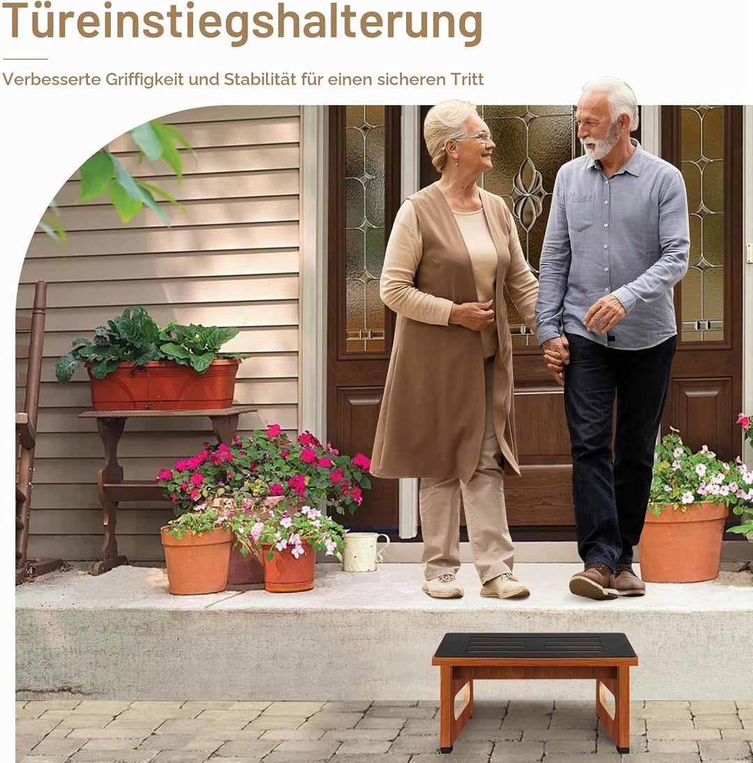 EIN hölzerner Tritthocker 6,9 Zoll für Erwachsene und Senioren mit Rutschfester Gummiauflage, für dr