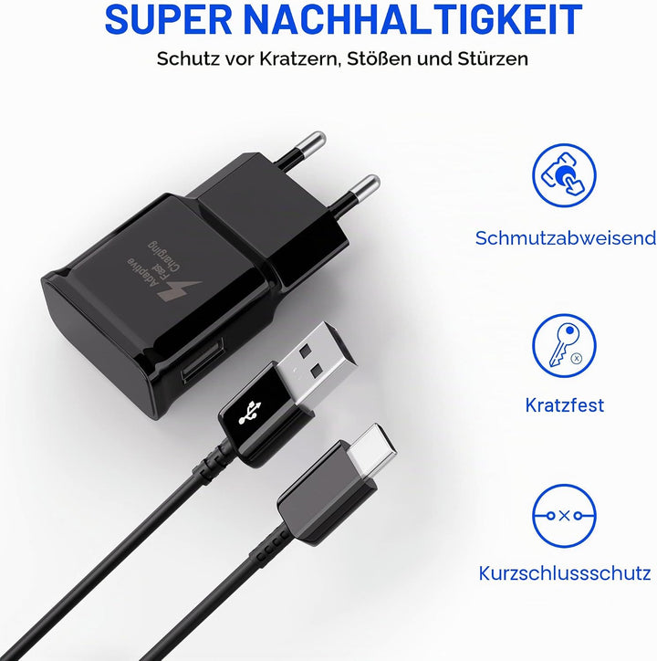 2-Pack USB Ladegerät Stecker, Schnellladegerät Netzteil mit USB C Original Ladekabel Kompatibel mit
