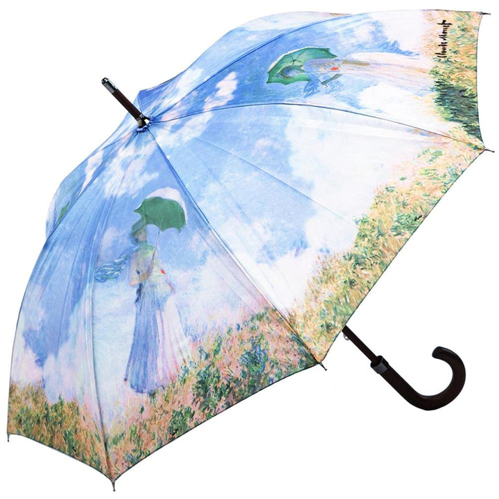 LUCKYWEATHER Regenschirm Stockschirm Damen Motiv Monet Frau mit Sonnenschirm I Stockregenschirm gros