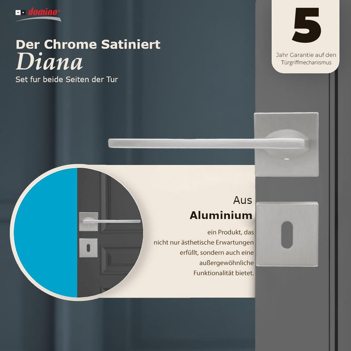 domino Türgriff DIANA-QR M4 BB-Buntbart Drückergarnitur für Zimmertüren Türdrücker-Set Rosetten-Garn