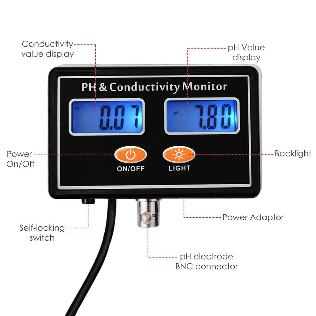pH/EC Leitfähigkeit Meter mit ATC Wasser Qualität Prüfer 0.0-14.0pH / 0~19.99ms/cm Aquarium, Hydropo