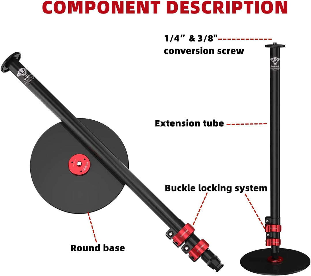 IFOOTAGE Cobra RB-A300 Einbeinstativ mit runder Basis, schnell verstellbare Höhenschnalle, Aluminium