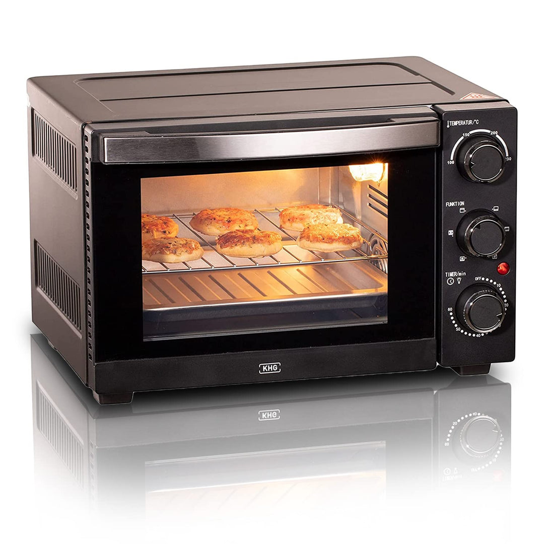 KHG Minibackofen MBO-15S in schwarz mit Umluft, Ober-/Unterhitze, 15l Garraum, Brotbackofen, inkl. 6