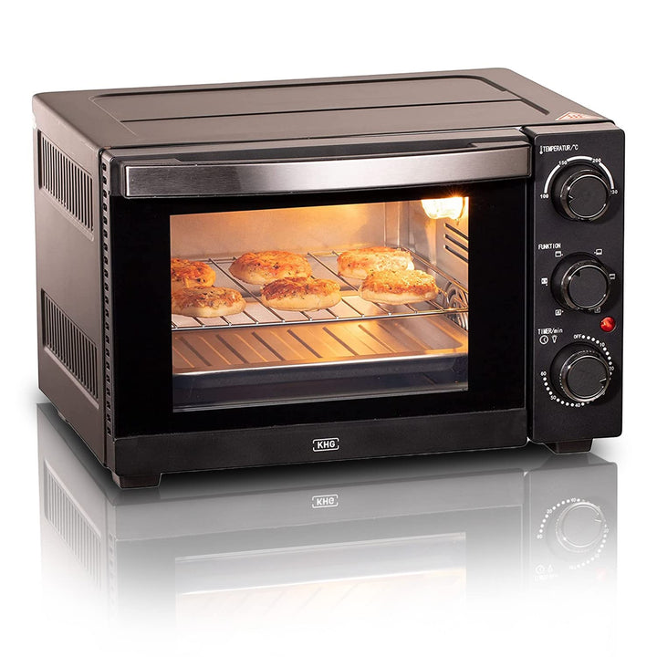 KHG Minibackofen MBO-15S in schwarz mit Umluft, Ober-/Unterhitze, 15l Garraum, Brotbackofen, inkl. 6