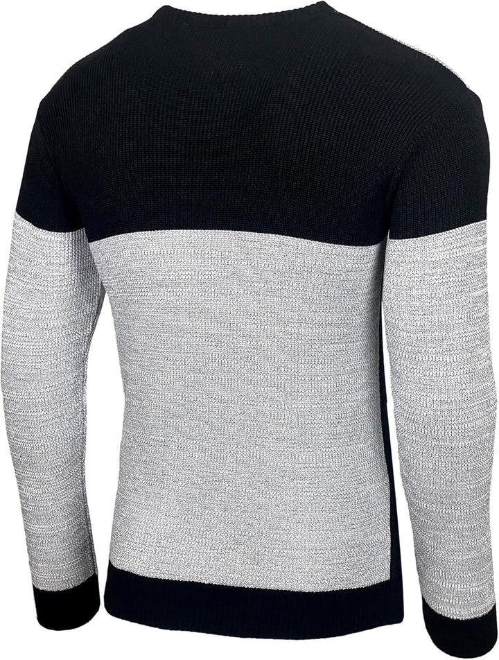 Baxboy Herren Pullover Slim Fit Rundhals Strick-Pullover Rundkragen Moderner Männer schwarzer Pulli