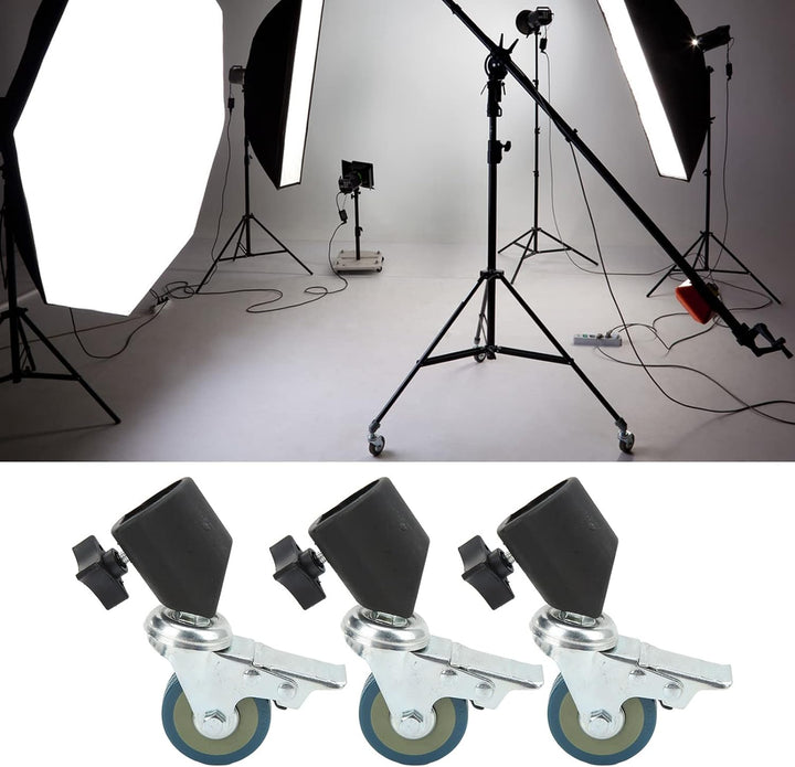 3 Stück Lichtstativ-Lenkrollen, Studio-Lenkrollen, Fotografie-C-Stativ-Rollräder mit Bremse, für Lic