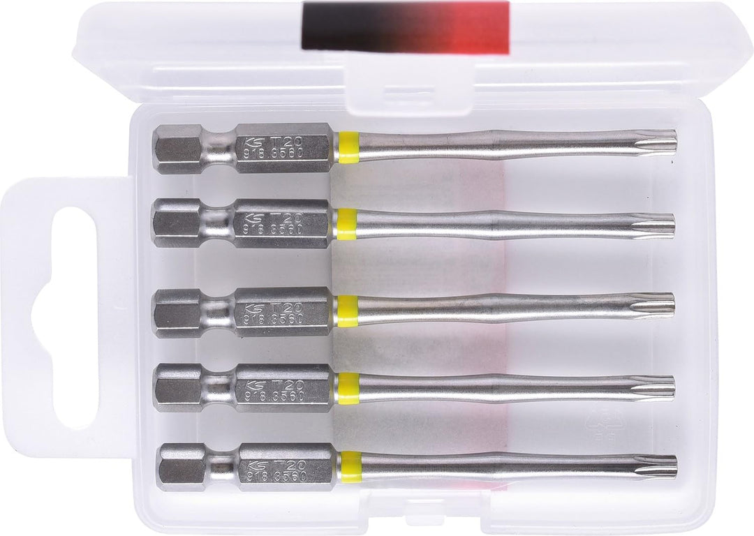 KS Tools 9183561 Torsion power Bit TX, 75 mm, T20 1/4 (5 Stück), Chrom Satiniert, 4042146478080