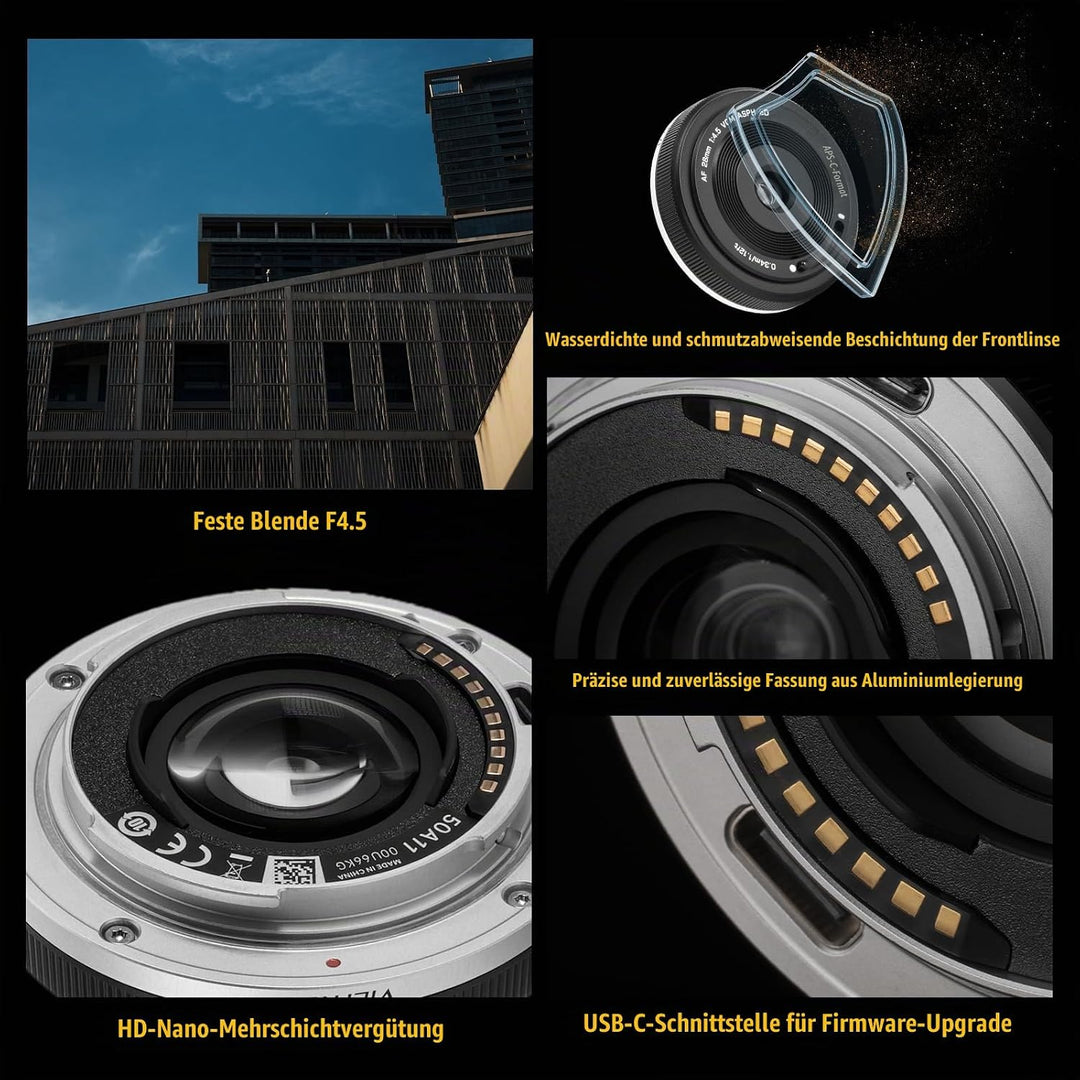 VILTROX 28mm F4.5 XF Autofokus Objektive für Fuji X Mount Kamera Objektive Lenses Kompatibel Fujifui