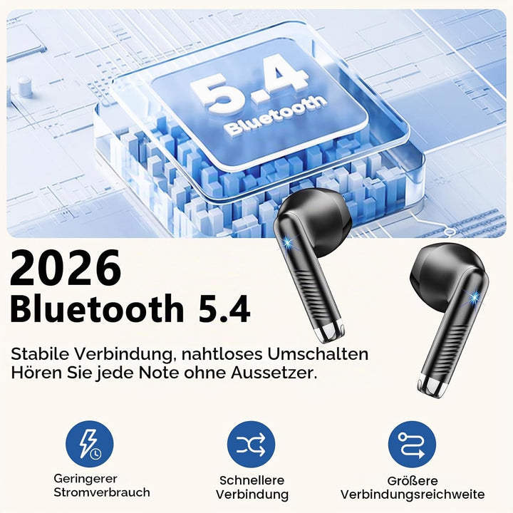 Drsaec Bluetooth 5.4 Kopfhörer 2026, 6D Tiefer Bass In-Ear Kopfhörer Kabellos Bluetooth mit App EQ S