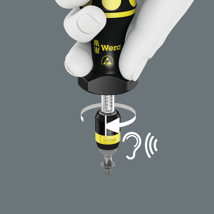 Wera 7441 Kraftform ESD einstellbare Drehmomentschraubendreher mit Rapidaptor Schnellwechselfutter,