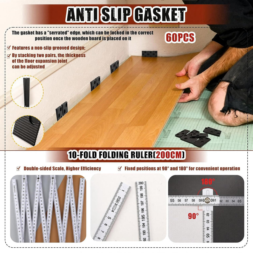Rierousy Laminat Verlegeset, Vinyl-Bodenplattenwerkzeuge, Laminatboden Set Vinylboden Professionelle