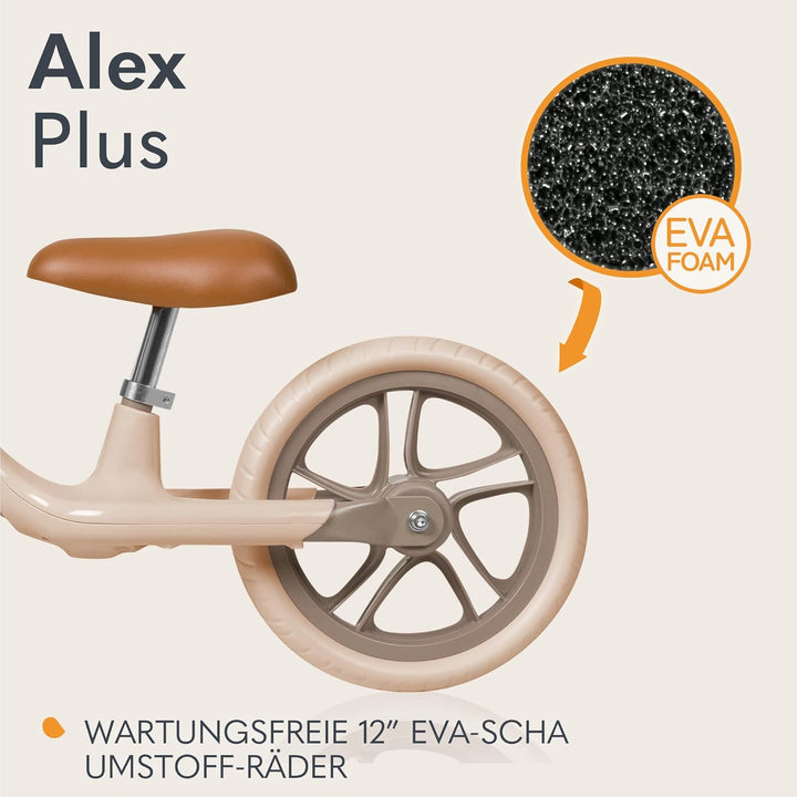 Lionelo Alex Plus Kinderlaufrad bis 30 kg, ab 3 Jahren, Eva-Schaumstoffräder 30,5 cm, Trittbrett Kor