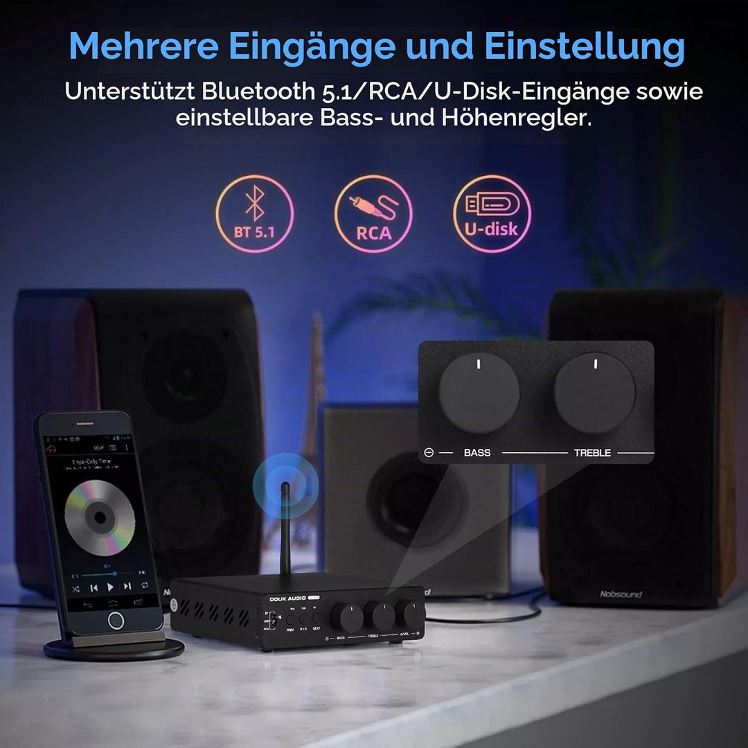 Douk Audio 300Wx2 HiFi Verstärker: TPA3255 Leistungsverstärker Bluetooth Empfänger Heim Stereo Verst