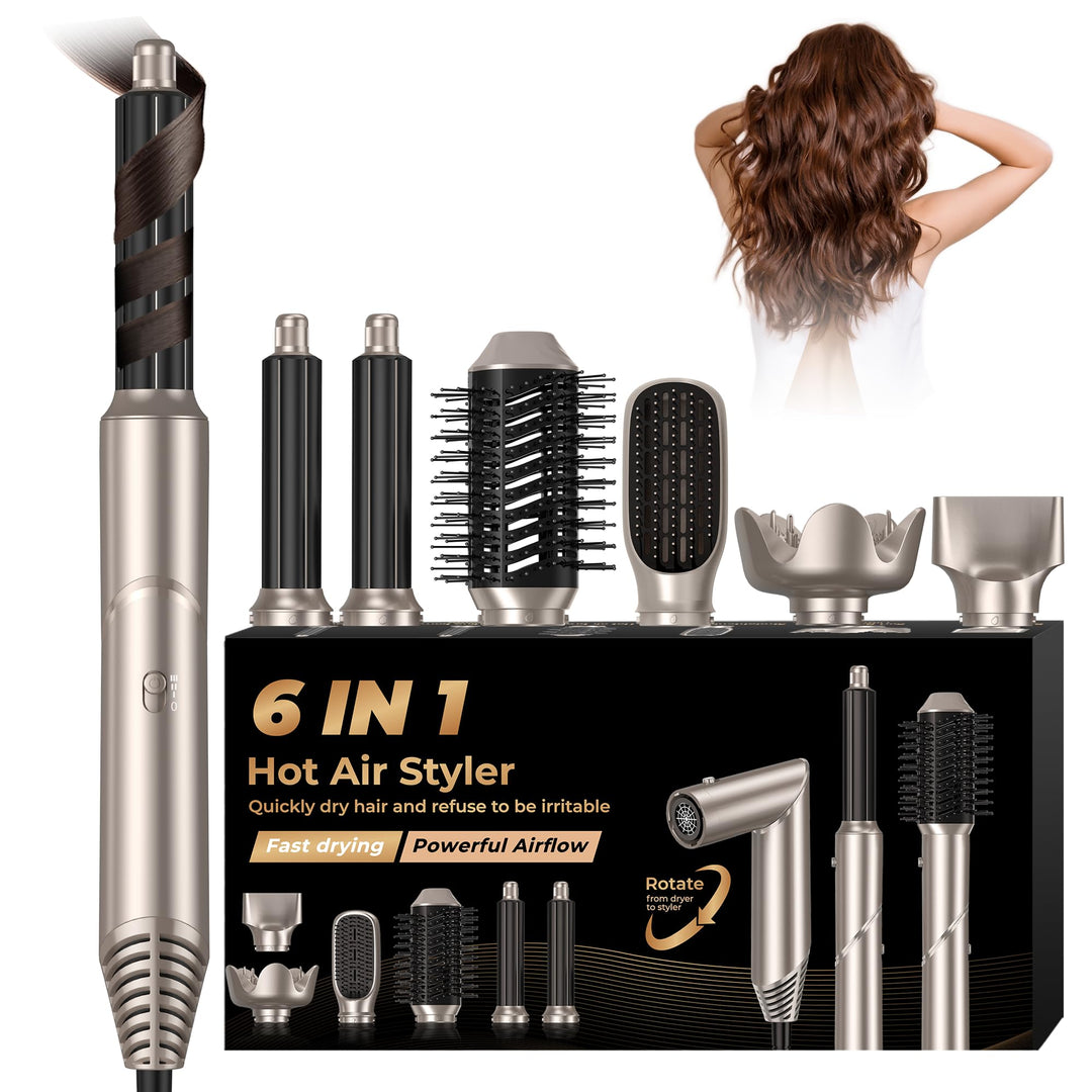 Hairstyler 6 in 1 Air Styler mit Diffusor 6 in 1 Haarstyler Heizbürste Haartrockner Föhn Rundbürsten