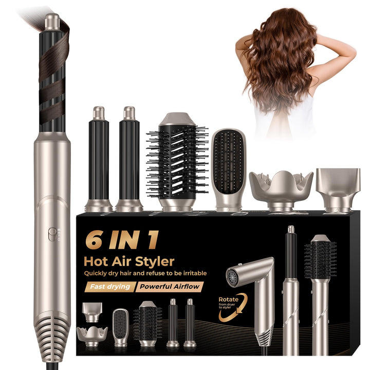 Hairstyler 6 in 1 Air Styler mit Diffusor 6 in 1 Haarstyler Heizbürste Haartrockner Föhn Rundbürsten