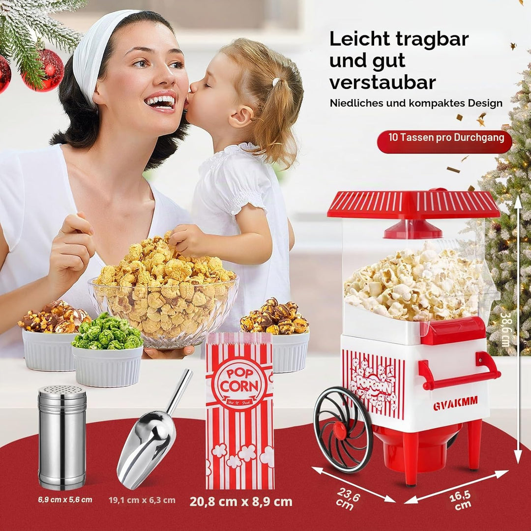 Popcorn-Maschine, Heissluft-Popcorn-Maker-Set, Geschenk-Box, tragbare Popcorn-Popper-Maschine, 10 Ta
