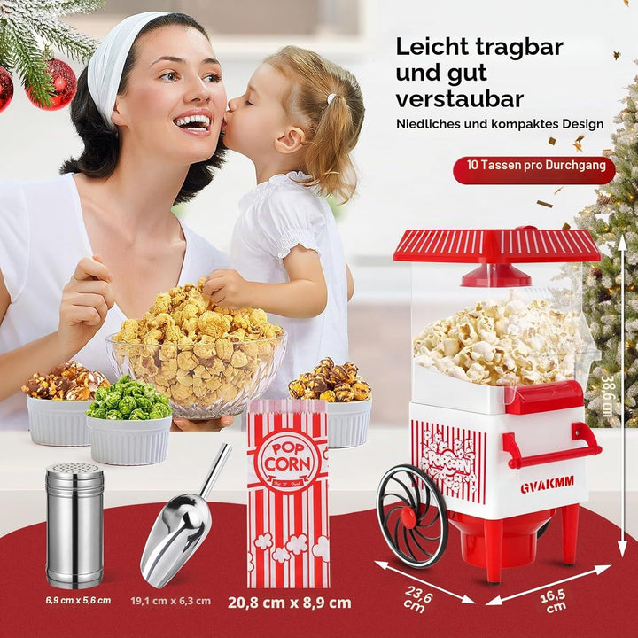 Popcorn-Maschine, Heissluft-Popcorn-Maker-Set, Geschenk-Box, tragbare Popcorn-Popper-Maschine, 10 Ta
