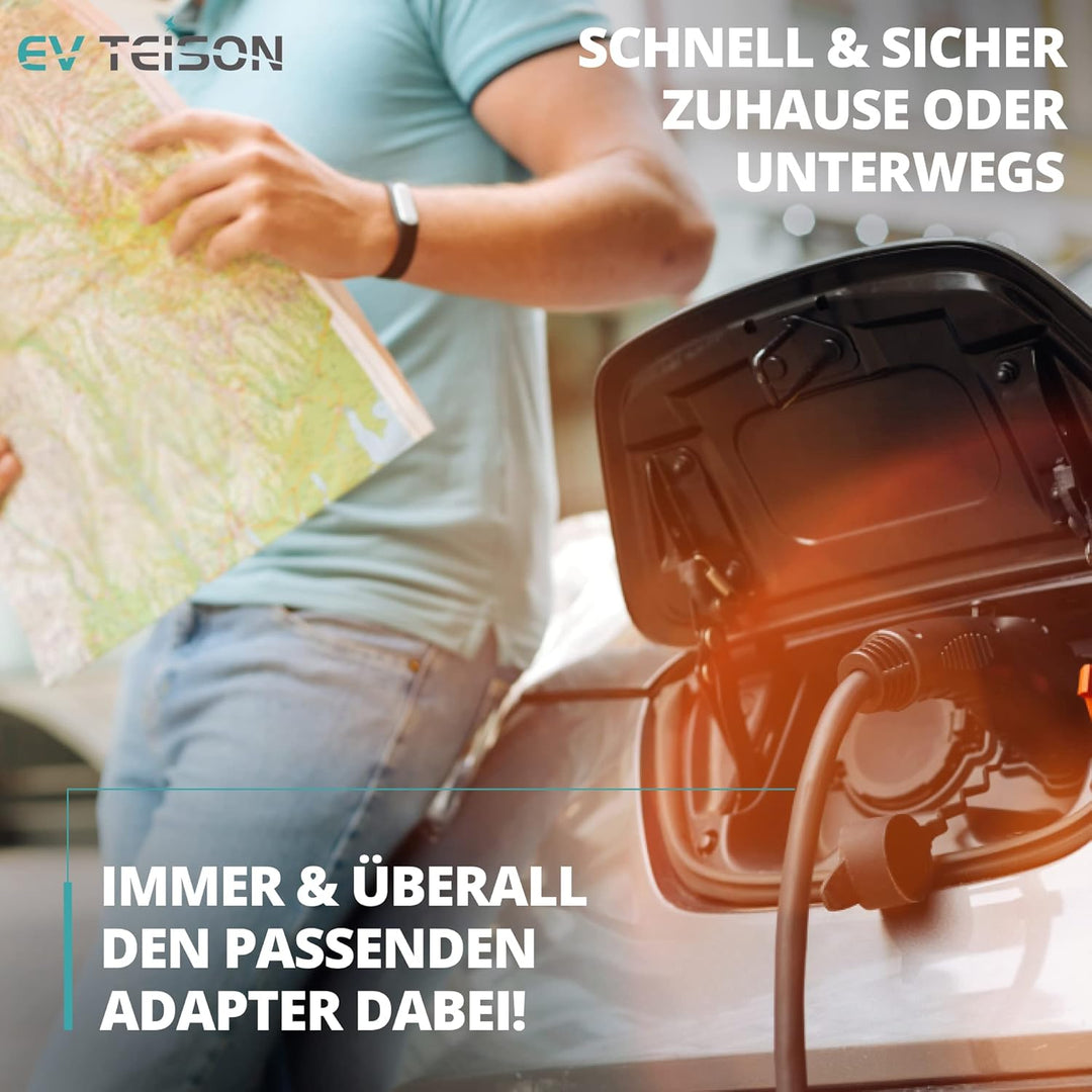 Teison Mobile Wallbox Ladestation für EV Elektroautos mit Automatischer Adaptererkennung - 22kW / 11