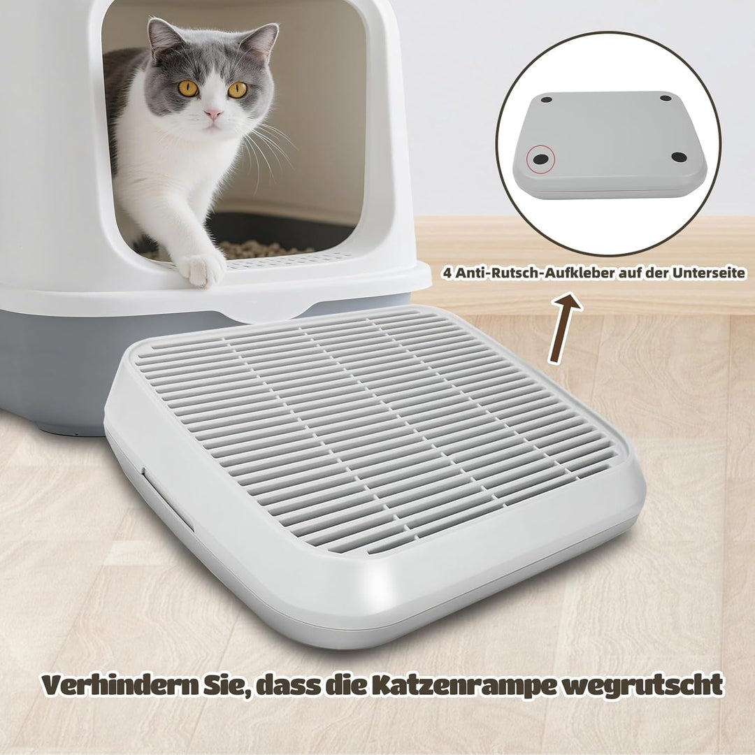 Katzenrampe für Katzentoilette, Katzen-Trittleiter mit Filterfunktion, doppellagige, waschbare und l