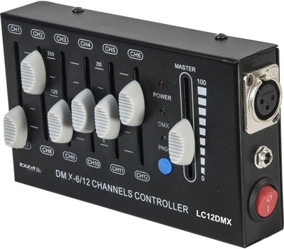 Ibiza - LC12DMX - 12 Kanal DMX Controller in 2 Seiten zu 6 Kanälen - XLR Ausgang - Schwarz LC12DMX S