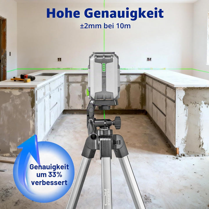 Huepar Pro Nivellierger mit 140 cm Stativ, selbstnivellierend, wiederaufladbar Pulsmode, umschaltbar
