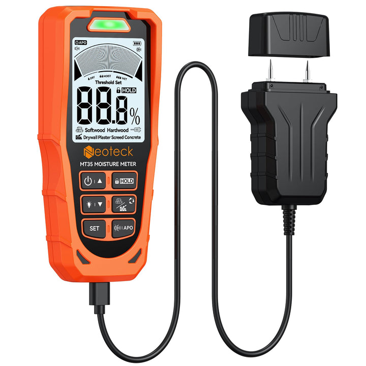 Neoteck Pin&Pinless Feuchtigkeitsmesser Wand- und Pin-Feuchtigkeitsmesser mit Farb-LCD und Akustikal