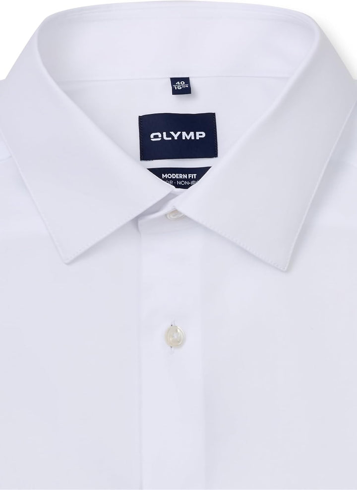 OLYMP Herren Businesshemd Langarm Luxor,Rotationsdruck,modern fit,Global Kent 37 Weiss, 37 Weiss