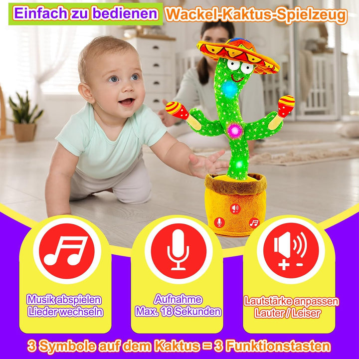 Tanzender Sprechender Kaktus Baby Spielzeug, Lautstärke einstellbar, Nachahmend Singend Wiederholend